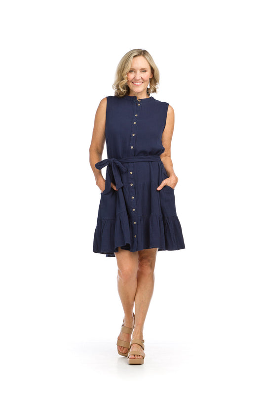 SALE Papillon PD16514 Navy Sleeveless Button Up front Dress
