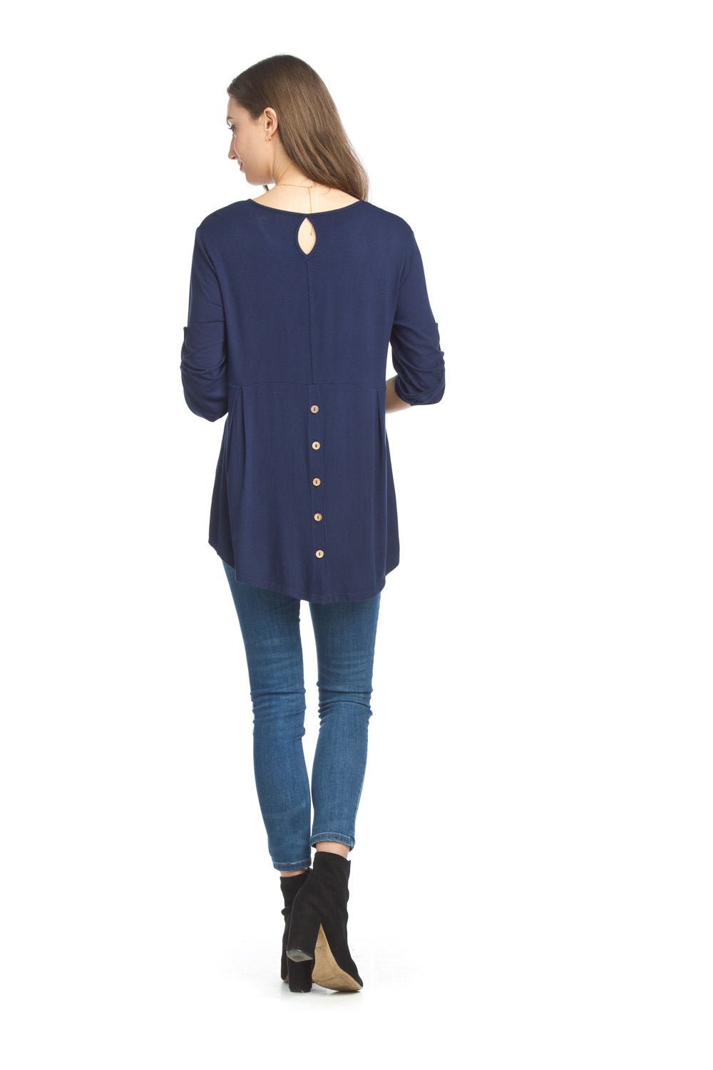 SALE Papillon PT15036 Navy Bamboo Stretch High Low Top