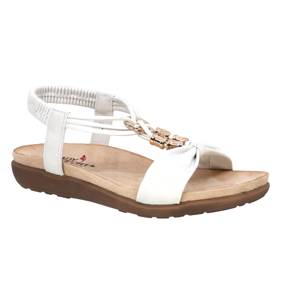 Taxi Brianna White Strapy Sandal with Gold Detail