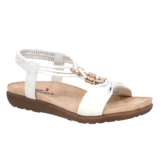 Taxi Brianna White Strapy Sandal with Gold Detail