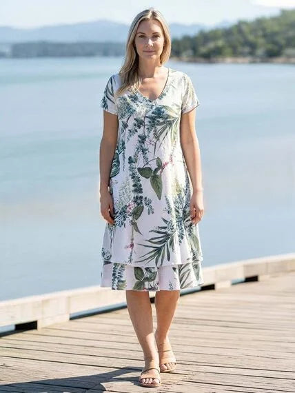 SALE Papillon PD-20569 Tiered Short Sleeve Midi Dress