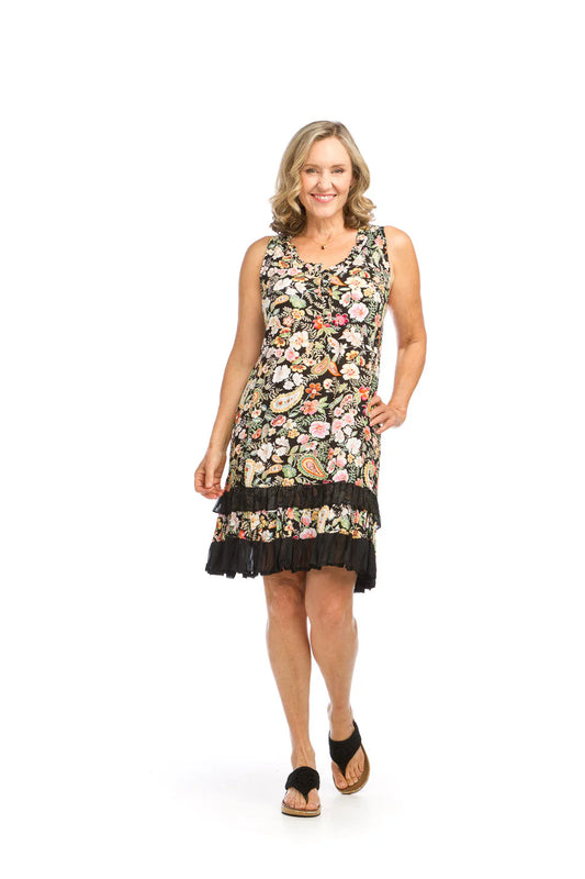 Papillon PD14623 Black Paisley Floral Hem Dress