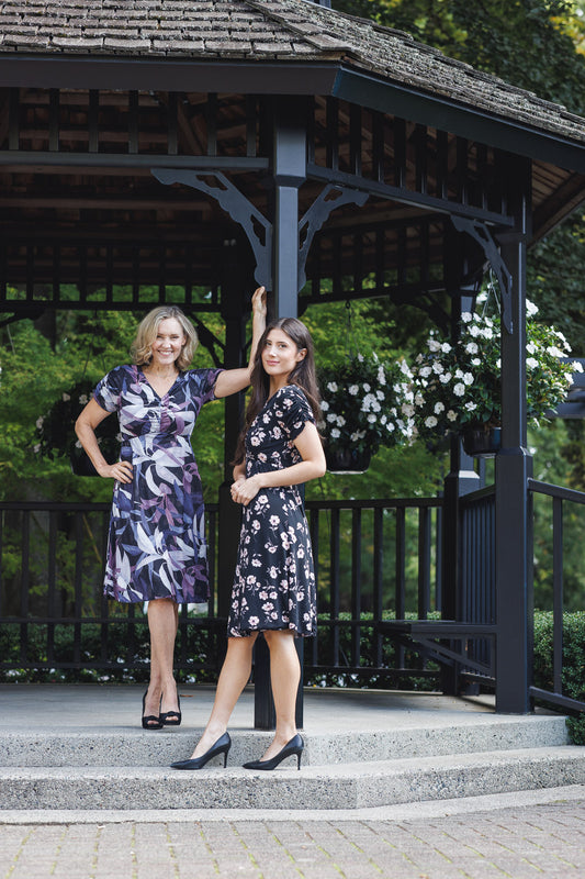 SALE Papillon PD16720 Purple Floral Mesh Jersey Reversible Dress