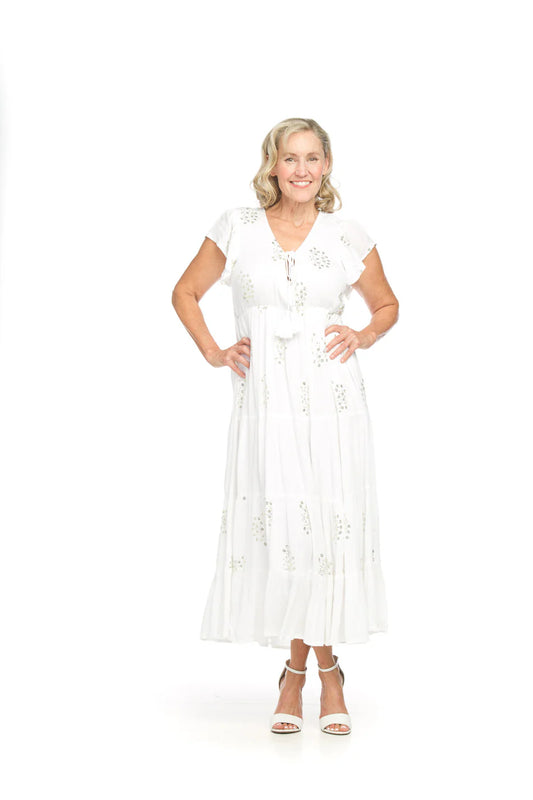 Papillon PD18605 Crinkled Ruffle Sleeve Tiered Dress