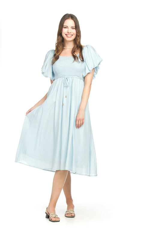 Papillon PD18617 Baby Blue Smocked Off The Shoulder Dress
