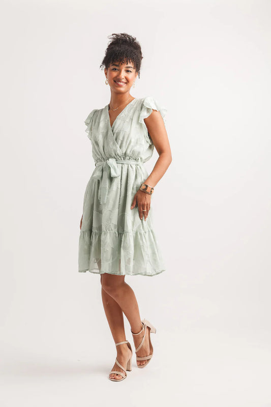 Papillon PD20522 Floral Burnout Dress With Tie Bolt