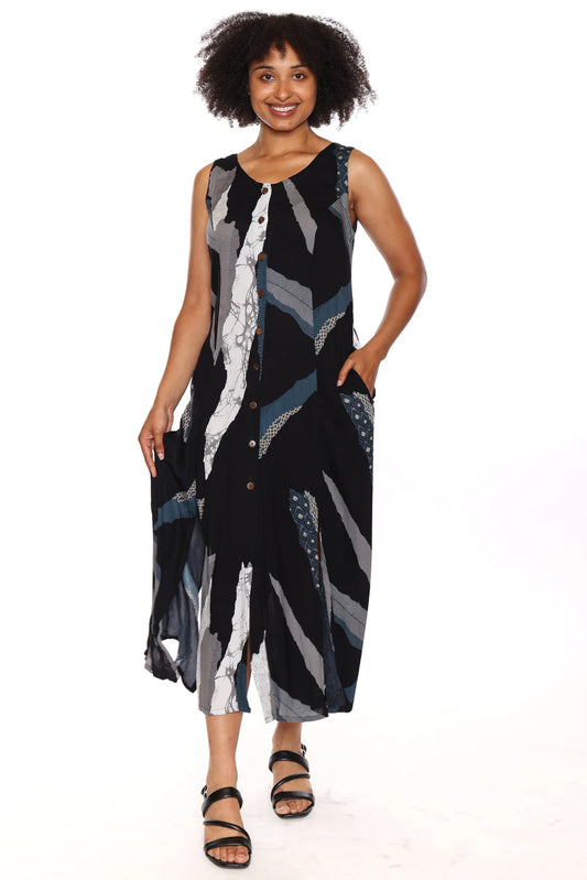 Papa Coastal Rhythm Sleeveless Maxi Dress in Black