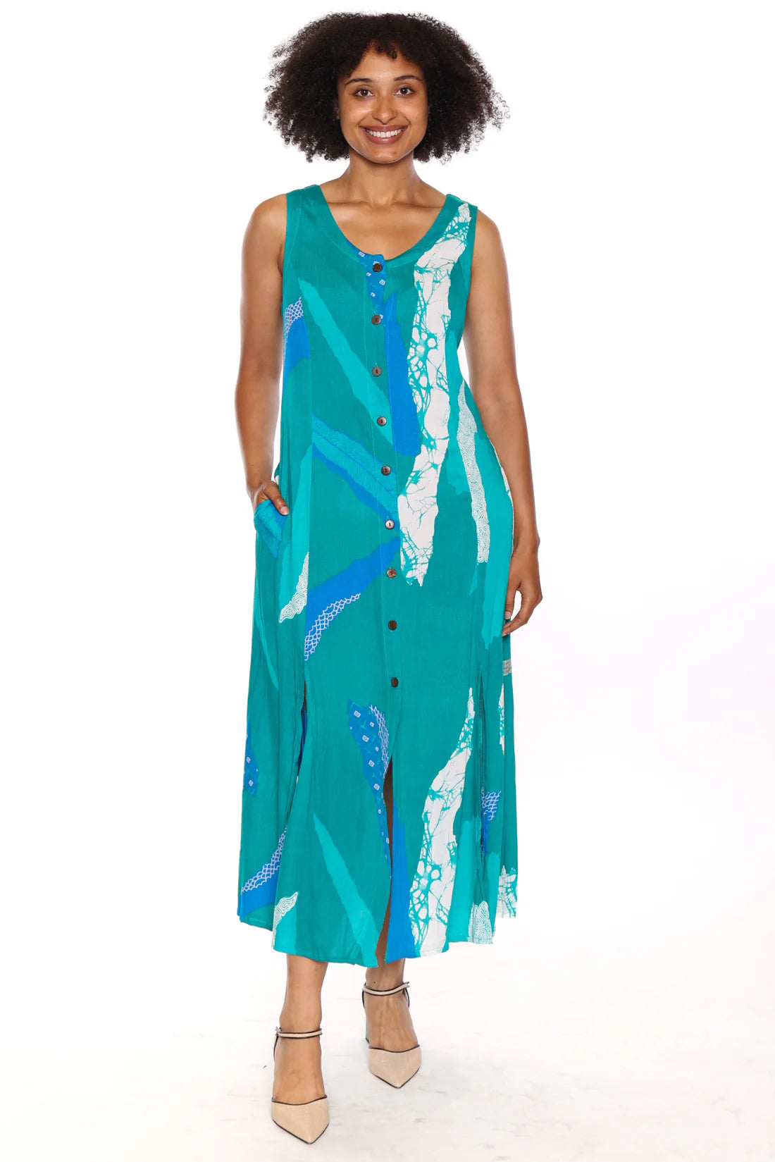 Papa Coastal Rhythm Sleeveless Maxi Dress in Teal