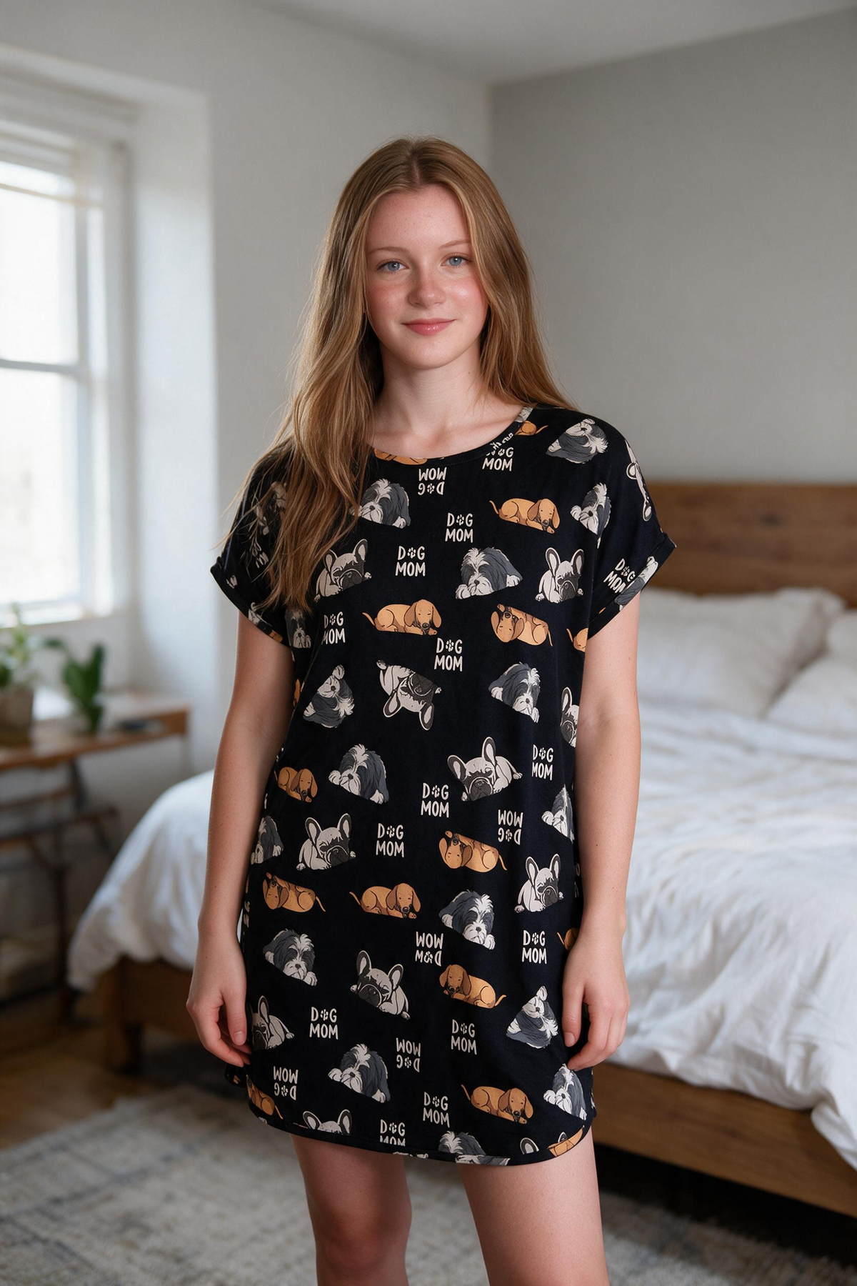 Sleep Shirt Black Dog Mom