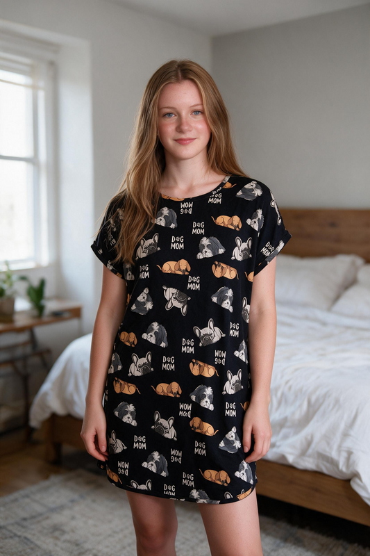 Sleep Shirt Black Dog Mom
