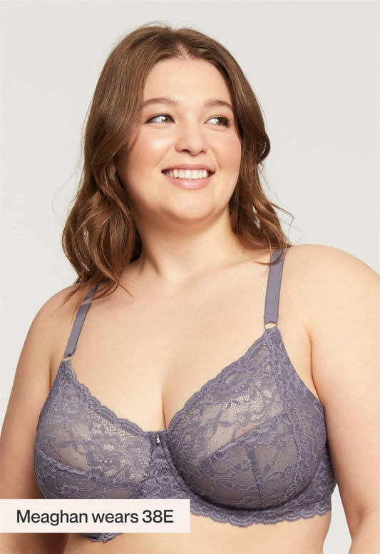 Montelle 9324 Muse Full Cup Lace Bra in Crystal Grey