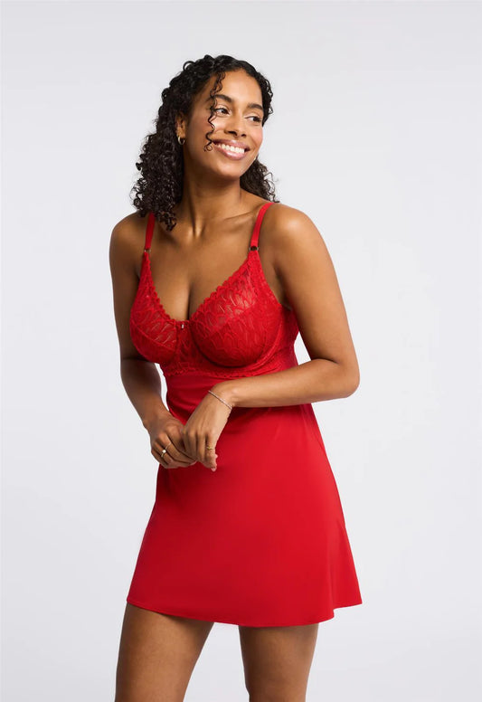 MONTELLE 9306 Lacy Full Cup Muse Babydoll Set in Sweet Red