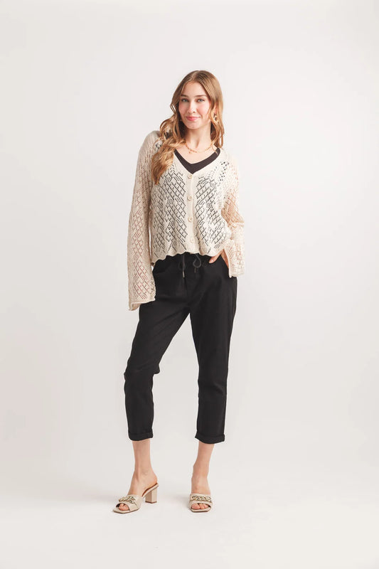 SALE Papillon PP18802 Black Cropped Pant