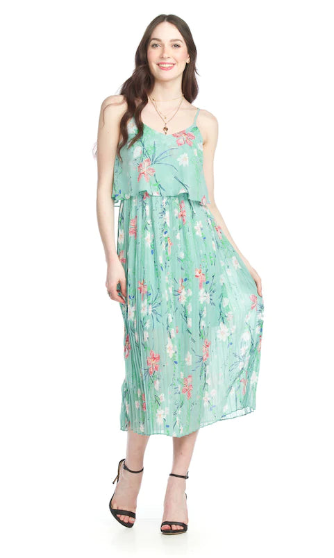 SALE Papillon PD14702 Floral Overlay Pleated Dress