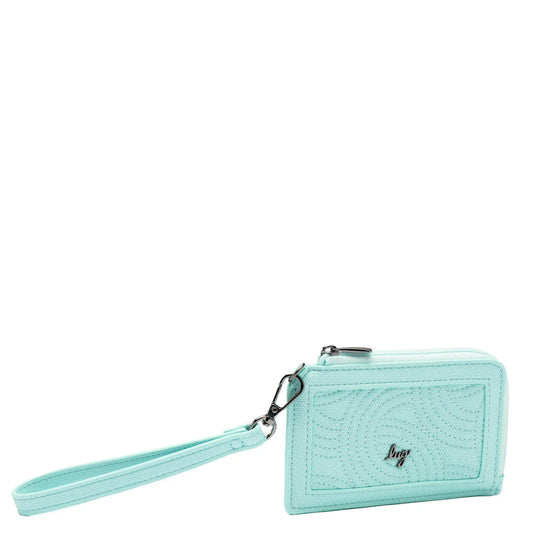 LUG Twirl Matte Luxe VL RFID Wristlet Wallet in Aquamarine Blue