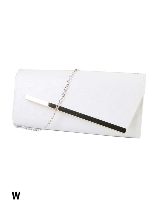 White Clutch with Silver Detail