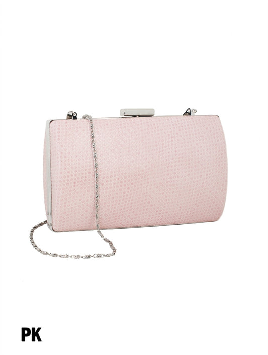Pink Faux Leather Clutch
