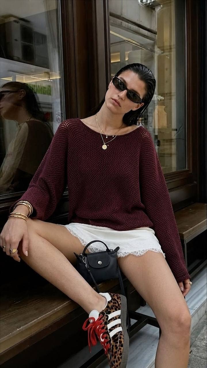 Open Knit Pre Fall Pullover : Ecru