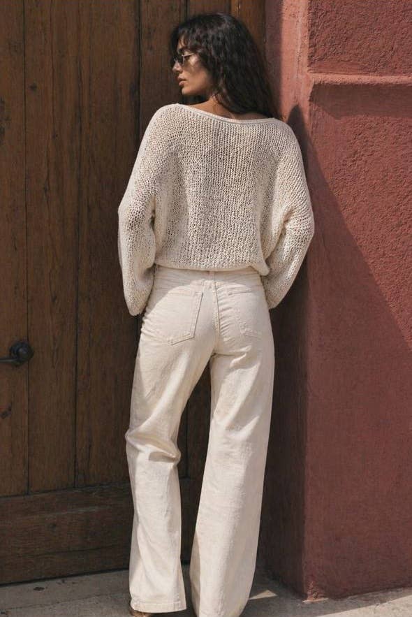 Open Knit Pre Fall Pullover : Black