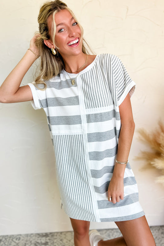 IG Grey Striped T-Shirt Dress
