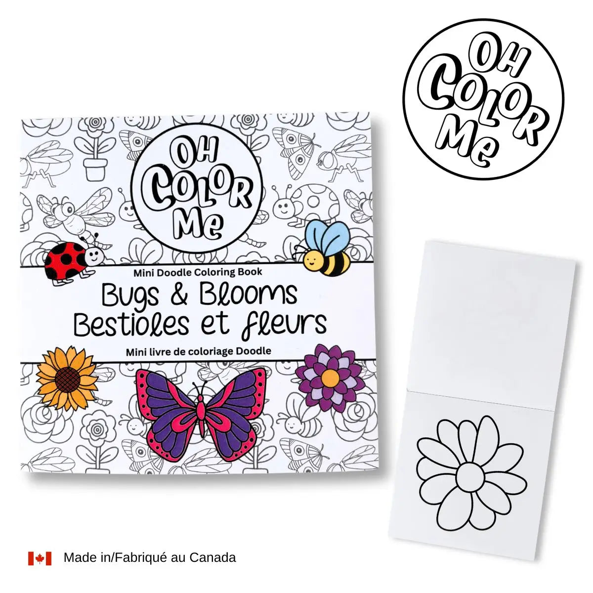 Mini Coloring Book Bugs & Blooms, 4"x4", Stocking Stuffer