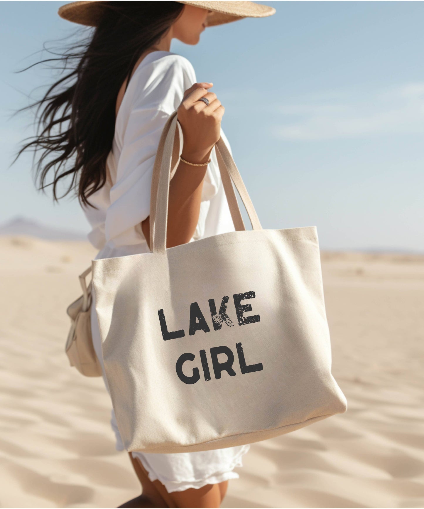Tote Bag Canvas Lake Life Minimalist Spring Beach Bags