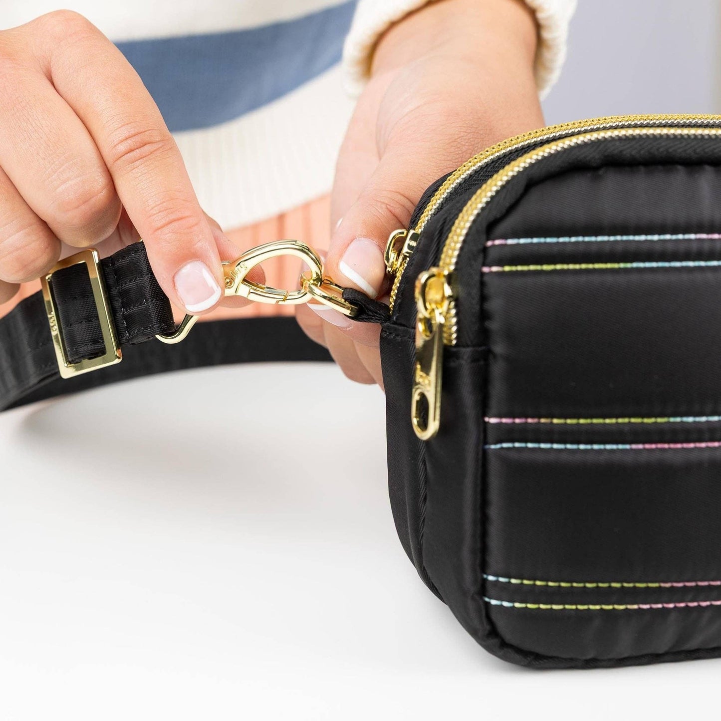 LUG Coupe XL Plus Convertible Crossbody Bag with Charm Bar: BLACK