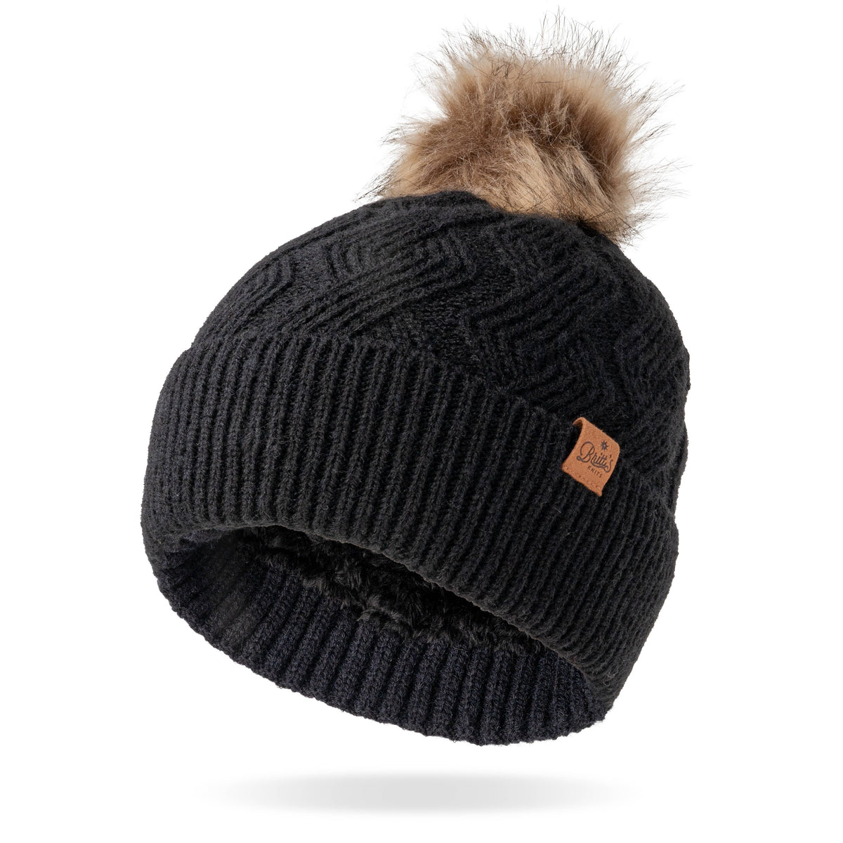 Britt's Knits Pom Hat Black