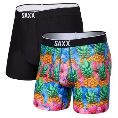 SAXX VOLT 2-PACK BREATHABLE MESH Boxer Brief / Mega Pineapple Strata/Black