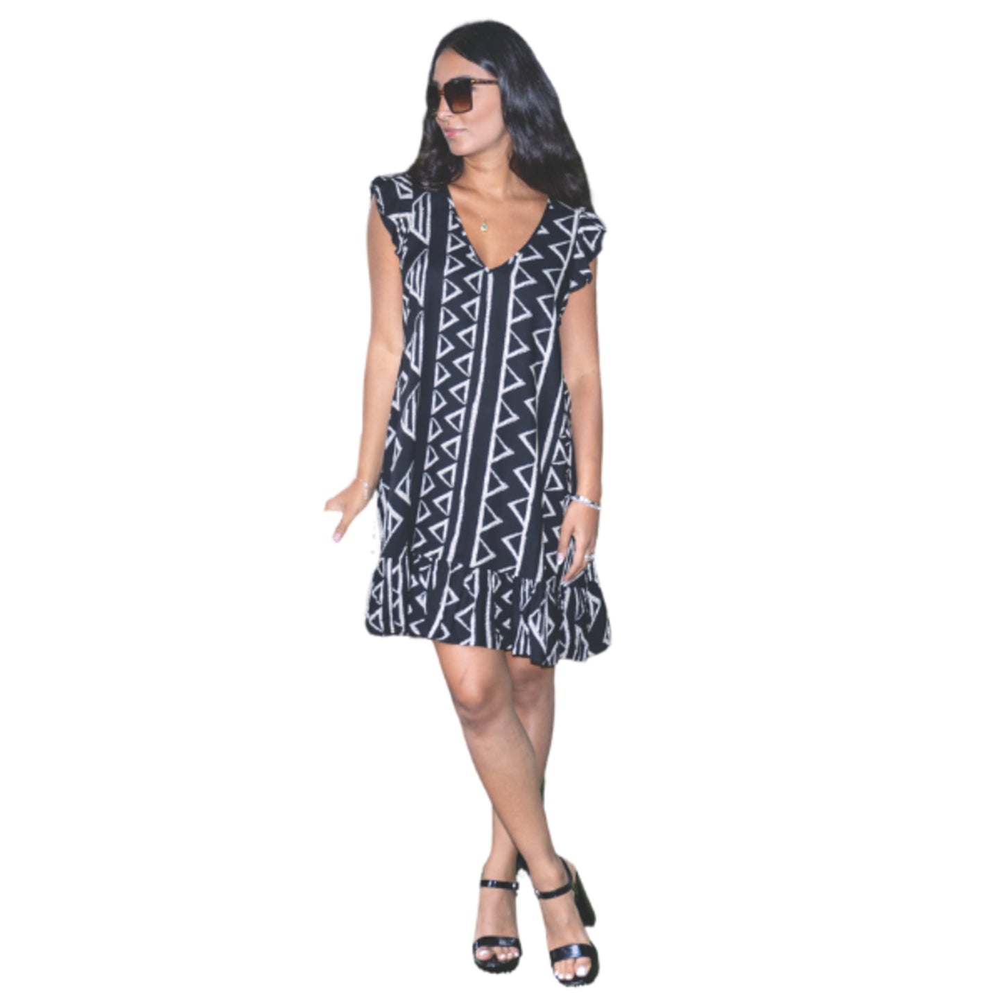 Papa Black and White Slub Dress