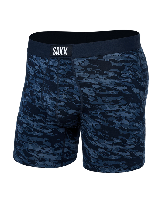 SAXX Ultra Super Soft Fly Boxer Brief in Basin Camo Navy