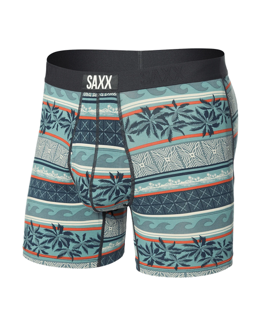 SAXX Ultra Super Soft Fly Boxer Brief in Beach Shack Stripe-Teal