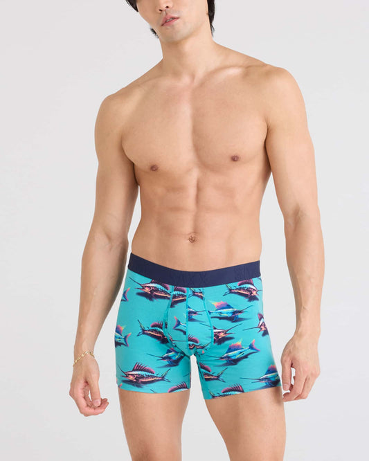 SAXX DropTemp® Cooling Cotton Boxer Brief in Great Catch Baltic