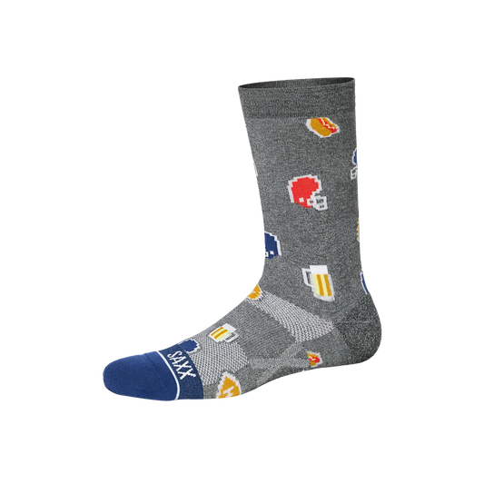 SAXX WHOLE PACKAGE Crew Socks / Football Gamer- Graphite Heather