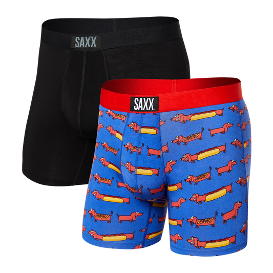 SAXX VIBE 2-PACK SUPER SOFT Boxer Brief / Weiner Dog/Black