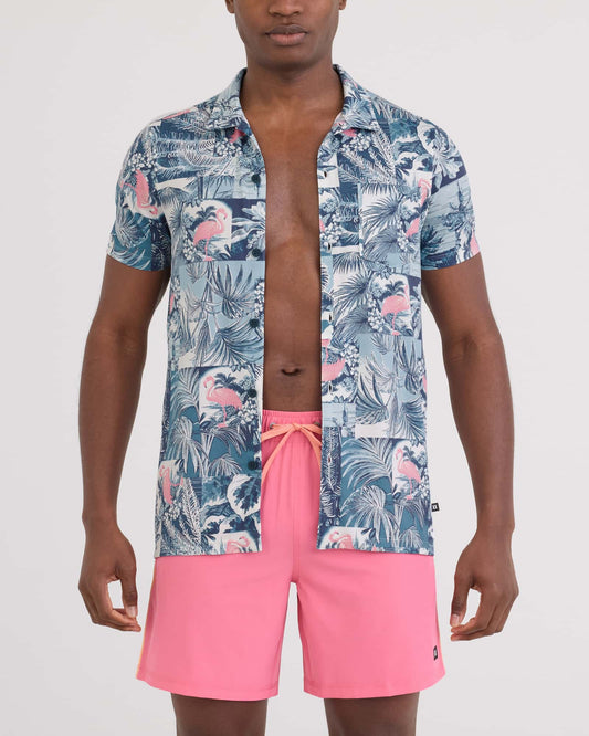 SAXX DropTemp® Dry UPF Performance Resort Polo Botanique-Washed Indigo