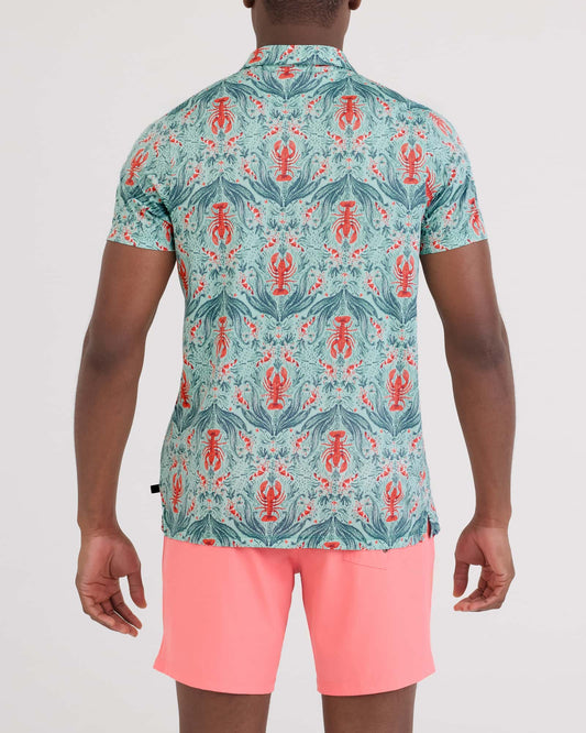 SAXX DropTemp® Dry UPF Performance Resort Polo Lobster Flourish-Mint