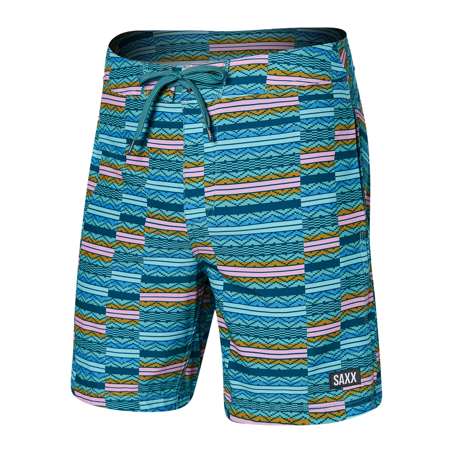 SAXX BETAWAVE Swim Shorts 7" / Asher Stripe- Sea Foam