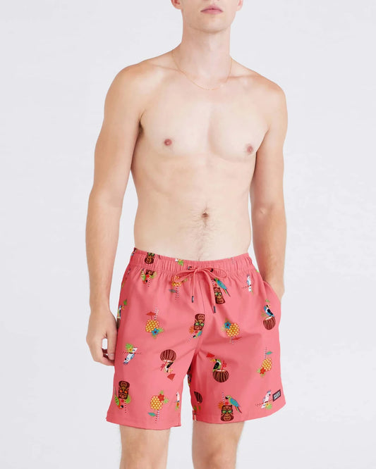 SAXX OH BUOY 2N1 Stretch Swim Volley 7" with liner in Birds of Paradise