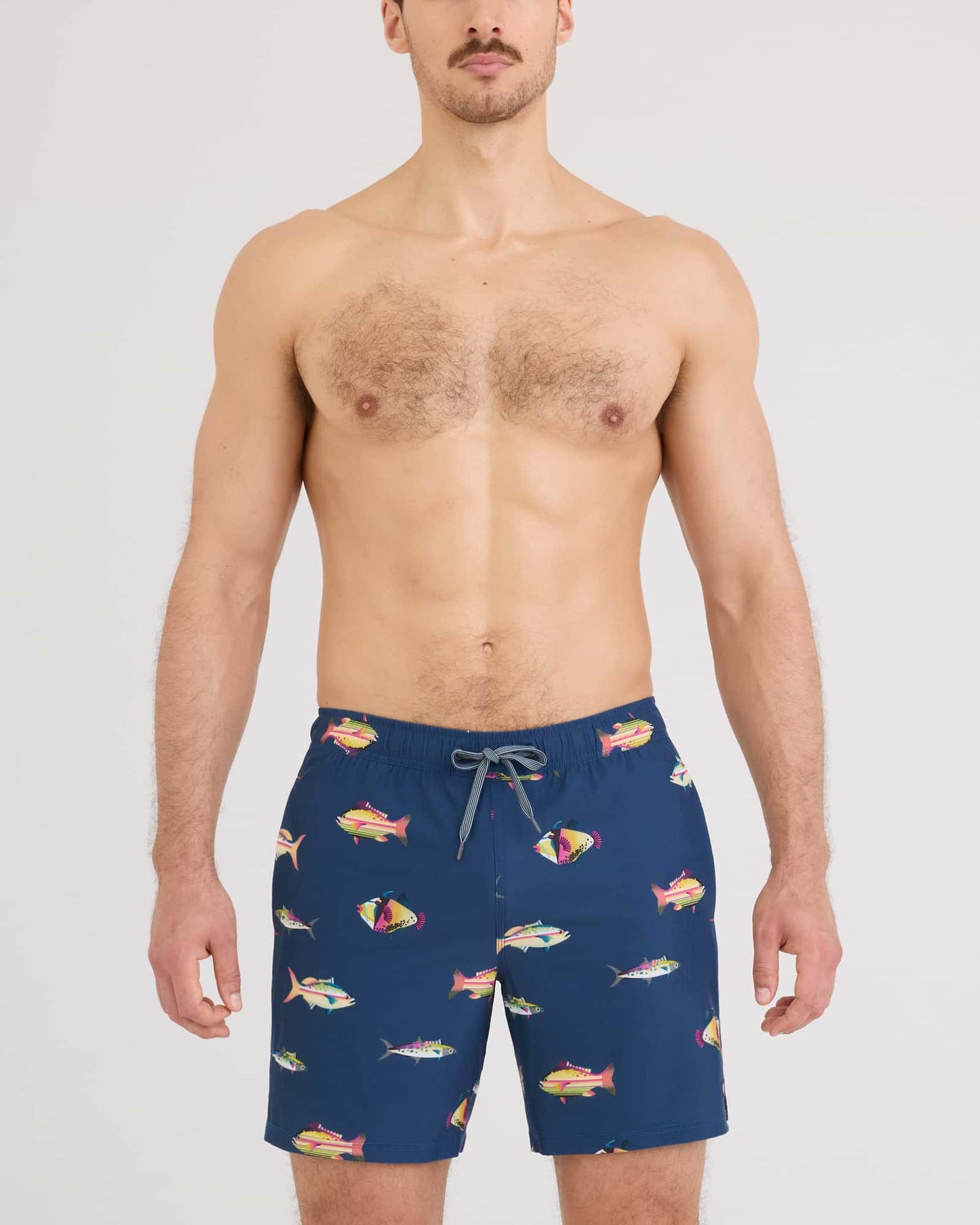 SAXX Oh Buoy 2N1 Classic Swim Trunk 7" with liner Gulf Fish-Dark Denim