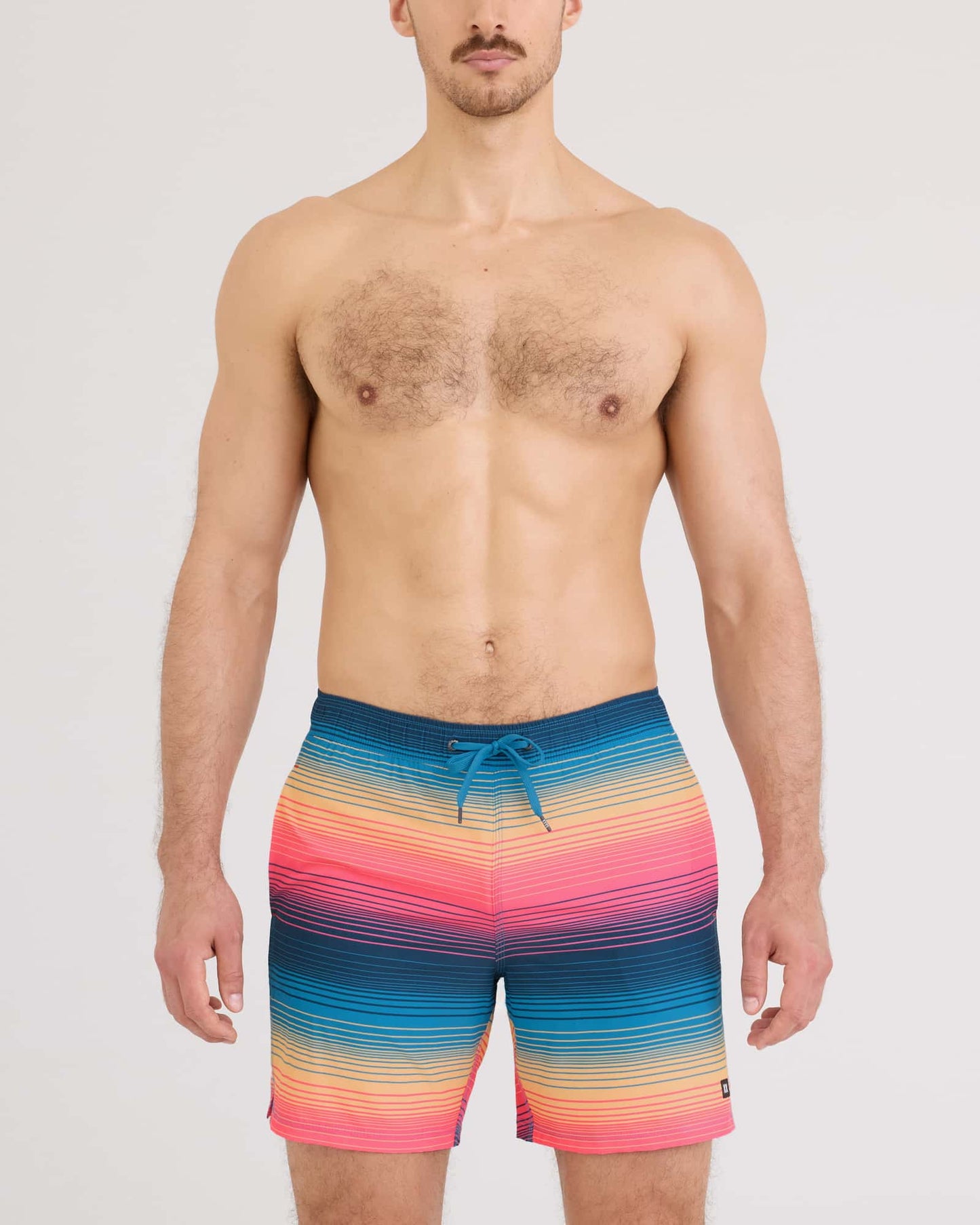SAXX Oh Buoy 2N1 Classic Swim Trunk 7" with liner Hazy Stripe-Sunset