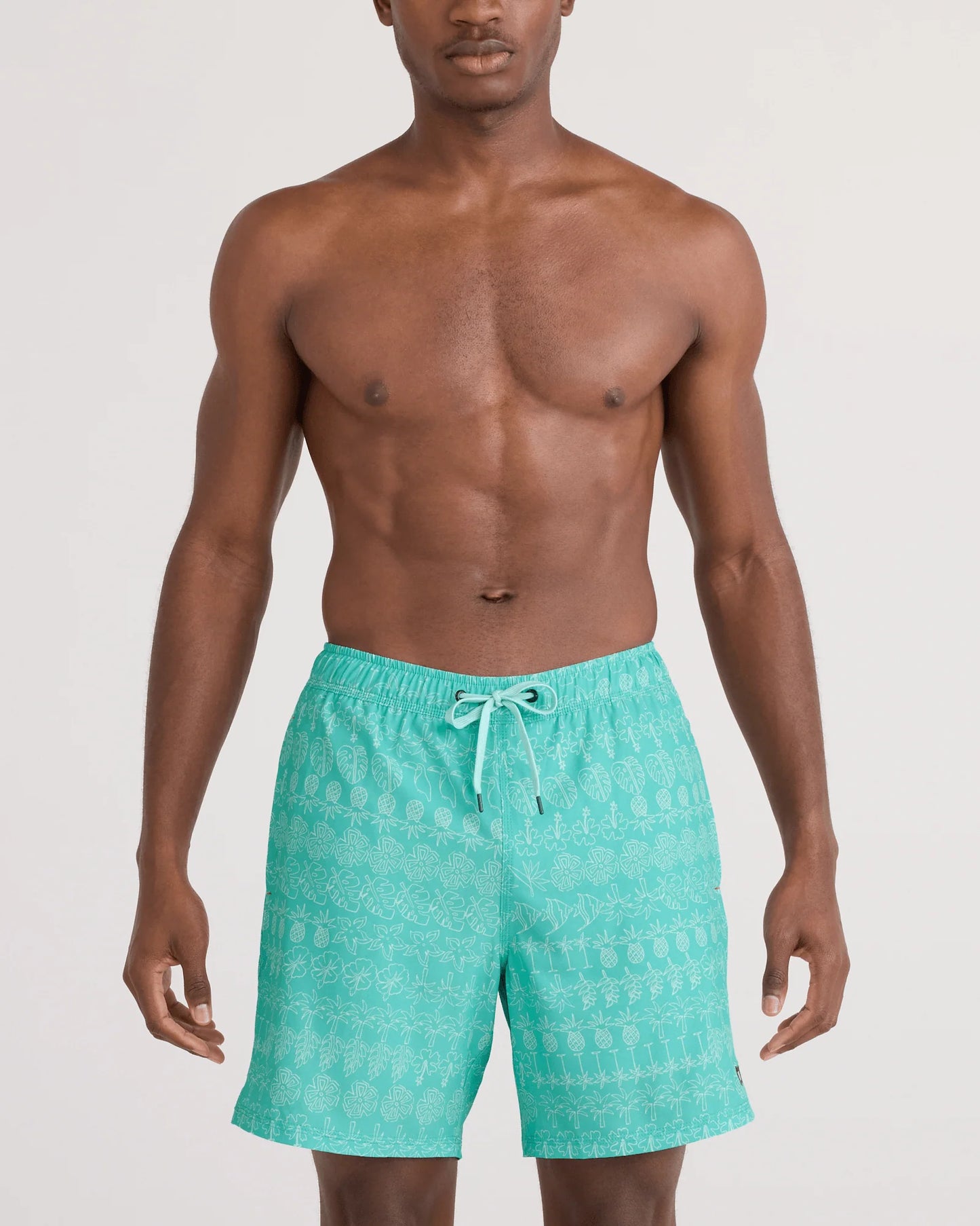 SAXX Oh Buoy 2N1 Classic Swim Trunk 7" with liner Island Lineup-Surf Blue