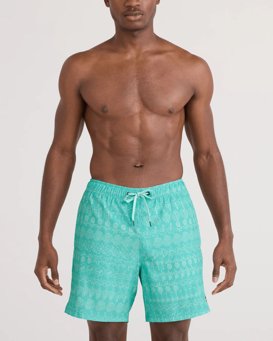 SAXX Oh Buoy 2N1 Classic Swim Trunk 7" with liner Island Lineup-Surf Blue