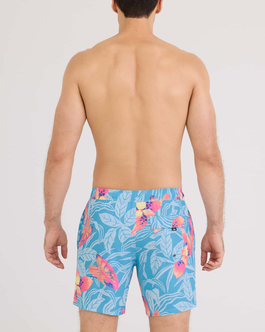 SAXX Oh Buoy 2N1 Classic Swim Trunk 7" with liner Nocturnal Orchid-Azure