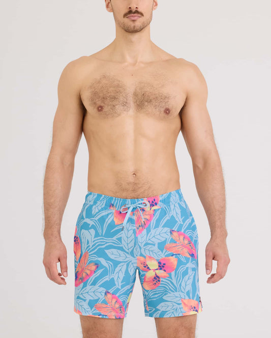 SAXX Oh Buoy 2N1 Classic Swim Trunk 7" with liner Nocturnal Orchid-Azure