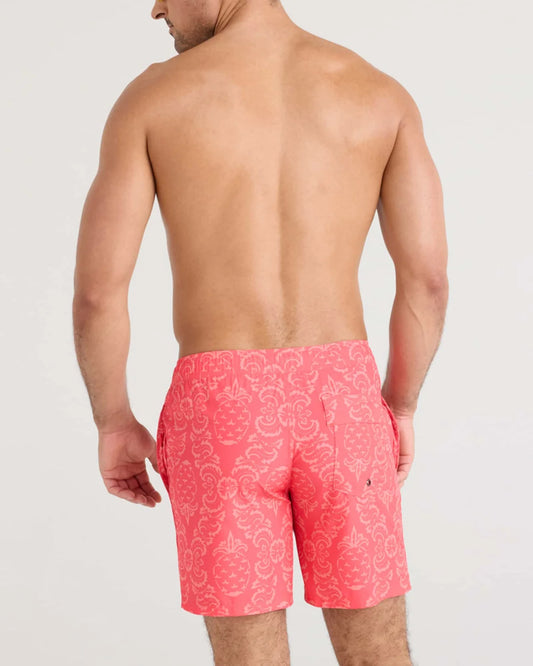 SAXX OH BUOY 2N1 Stretch Swim Volley 7" with liner in Pineapple Brocade- Hibiscus