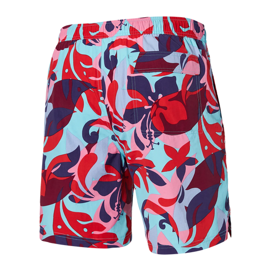 SAXX GO COASTAL CLASSIC VOLLEY Swim Shorts 5" / Tropical Lens- Red Multi