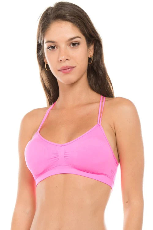 Strappy Seamless Bra in Neon Pink