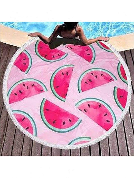 Watermelon Round Beach Towel