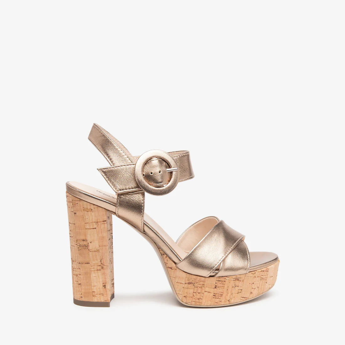 NeroGiardini Gold Leather Wedge Sandals